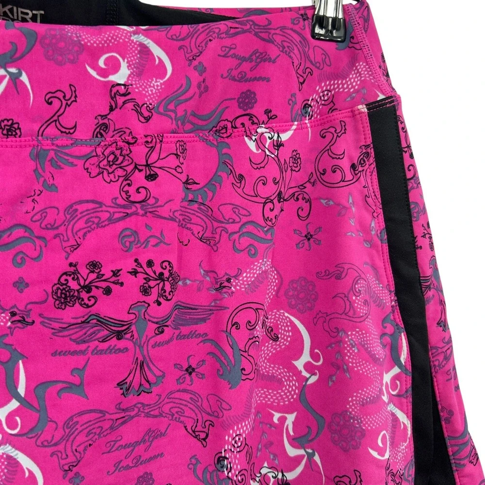 Skirt Sports Y2K Pink Tattoo Print Skort S Athletic Running Tennis Workout Skirt